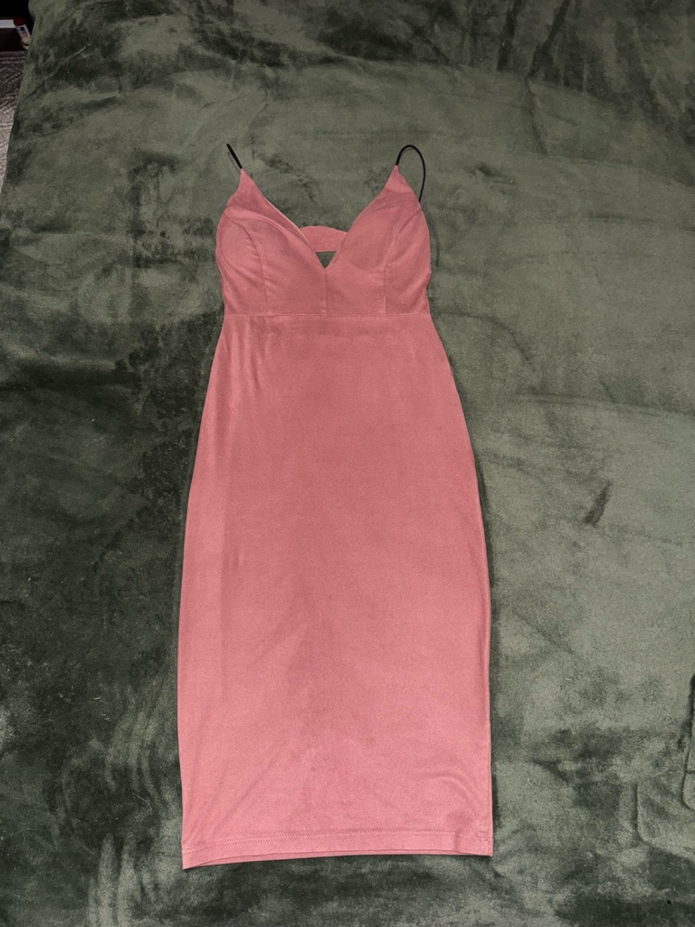 Guess Dusty Rose Midi Bodycon Dress with Spaghetti Straps